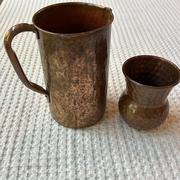 Indian Art Villa Hammered Copper Small Pitcher Cup - Picture 7 of 11